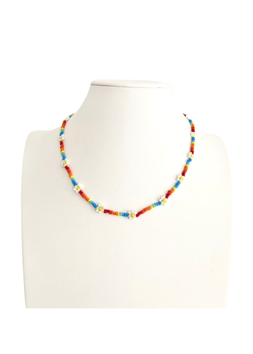 Flower Rainbow Bead Necklace