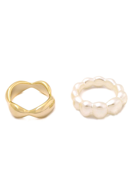 Gold and Pearlescent Ring Set