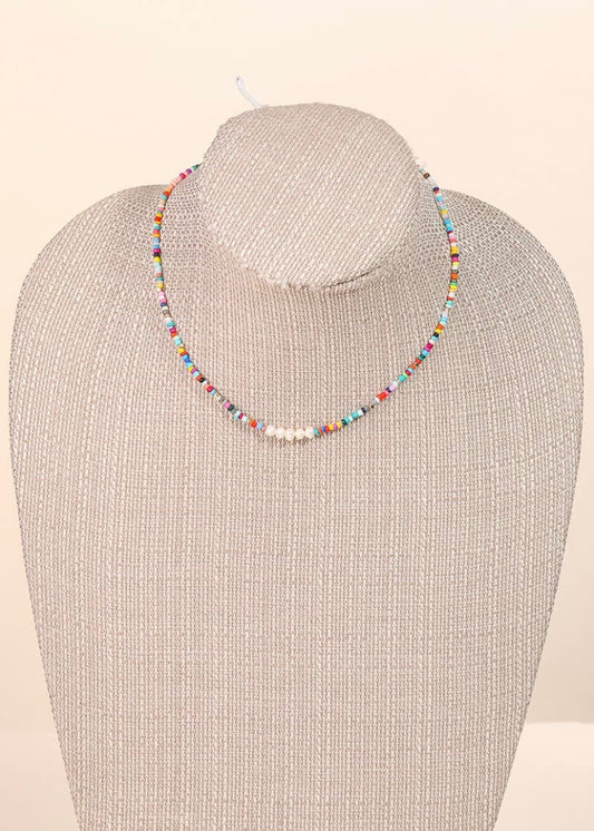 Beaded Pearl Charm Necklace