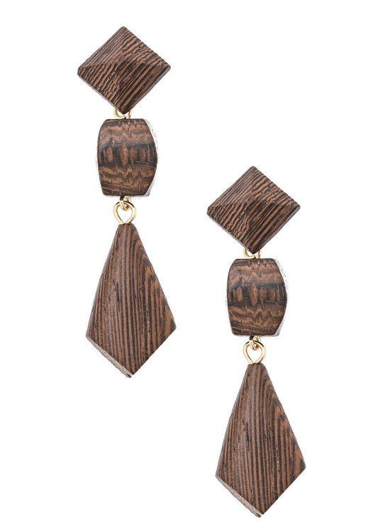 Tiered Acetate Wood Drop Earrings