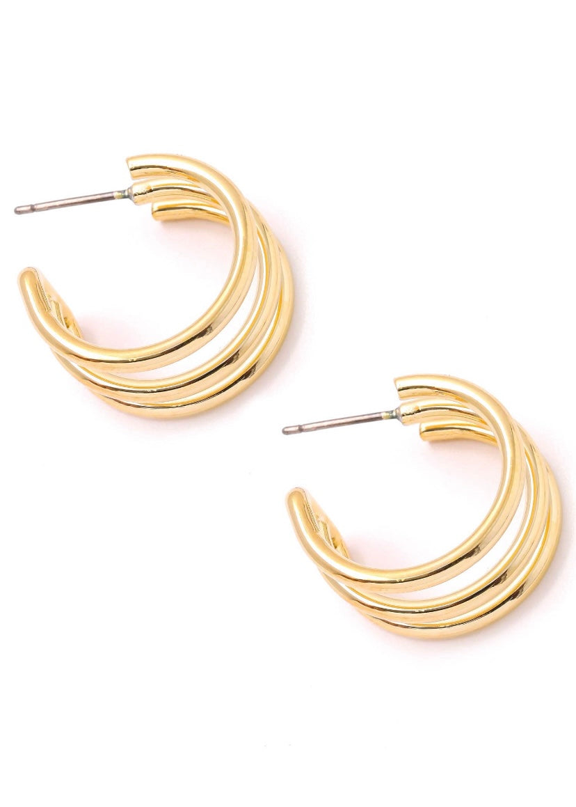 Triple C Gold Mini Hoop Earrings