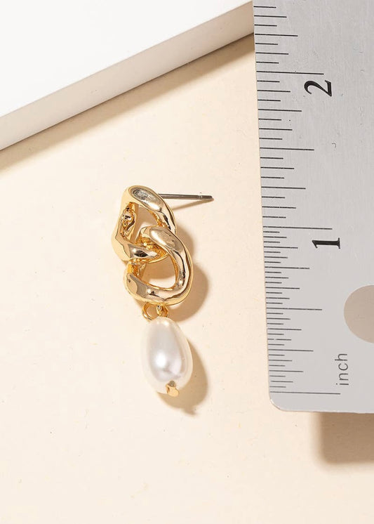 Mini Pearl Drop Chain Earrings