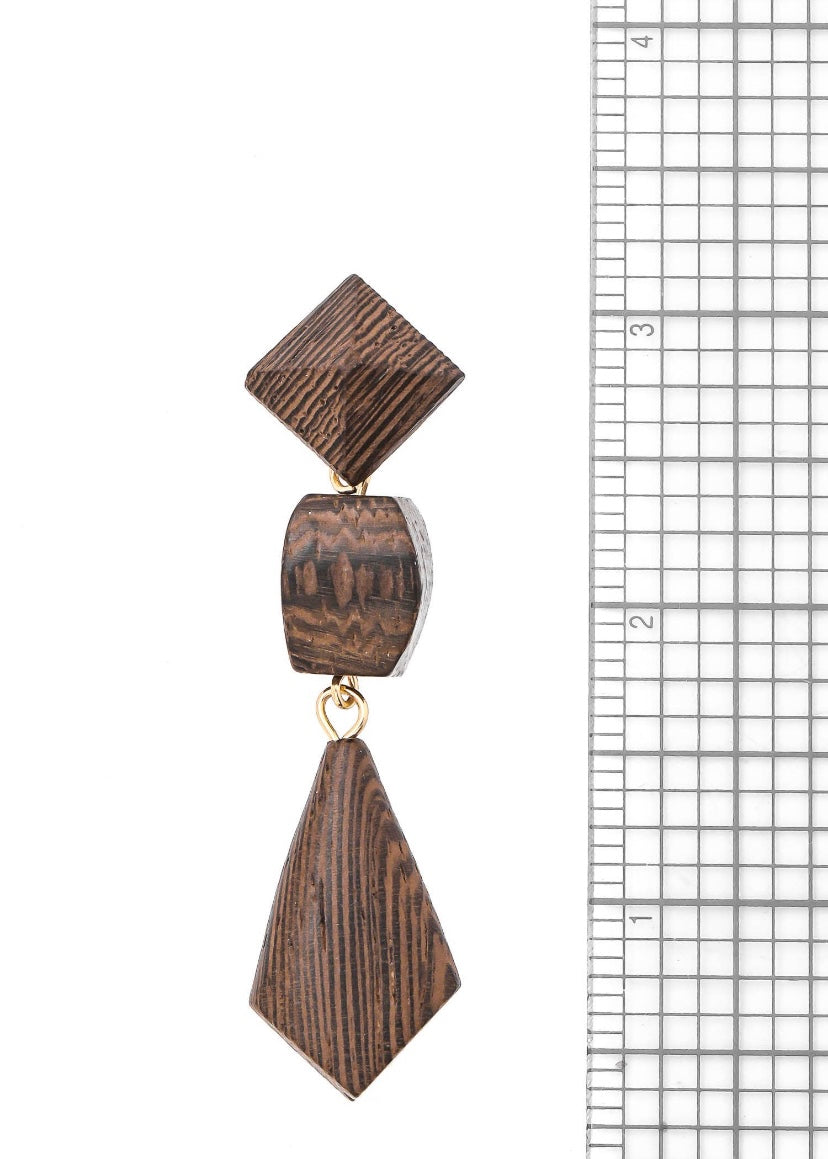 Tiered Acetate Wood Drop Earrings