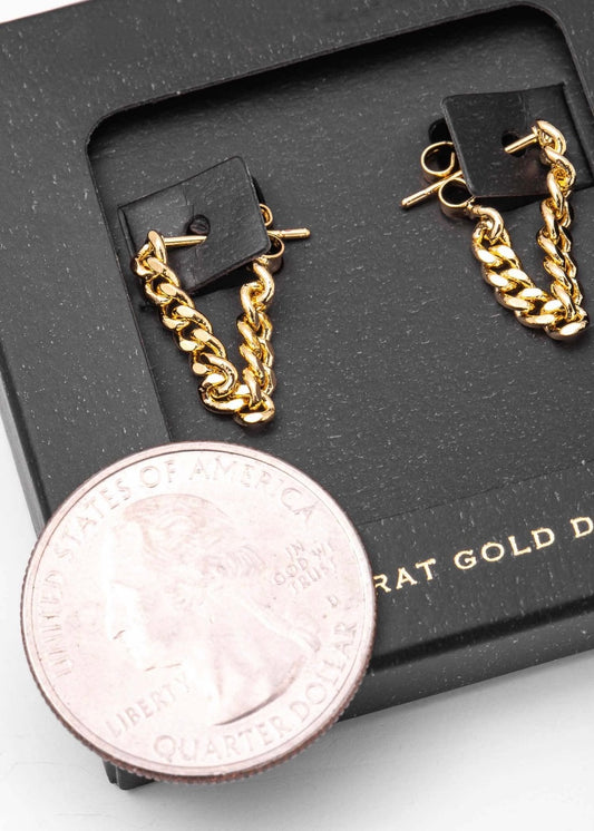 14K Gold Chain Dangle Stud Earrings