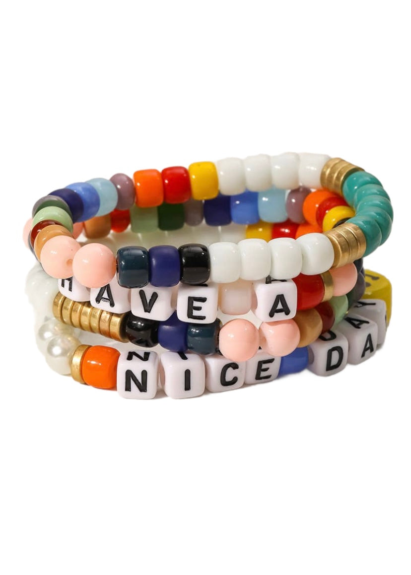Have A Good Day Block Beaded Bracelet Set