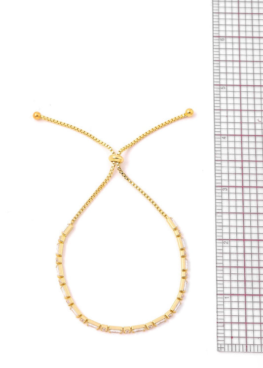 Gold Rectangle Cut Tennis Bracelet
