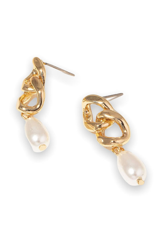 Mini Pearl Drop Chain Earrings