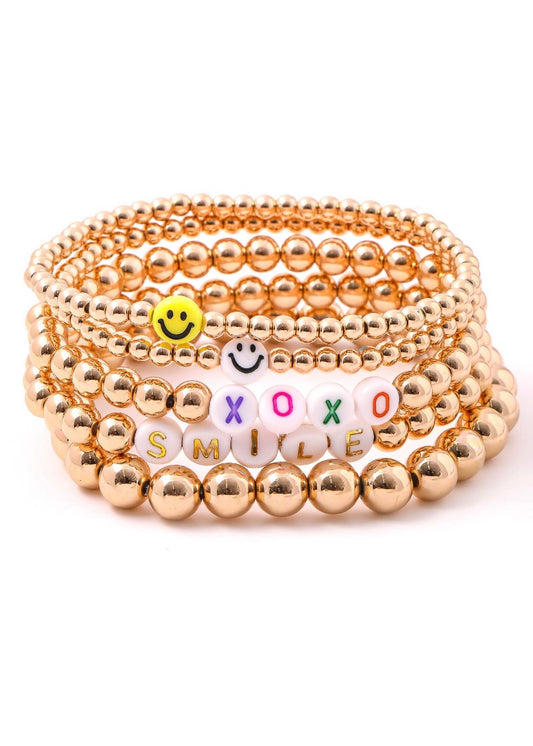 Smile XOXO Beaded Bracelet Set