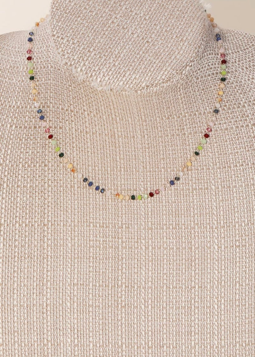 Dainty Glass Beaded Clasp Necklace