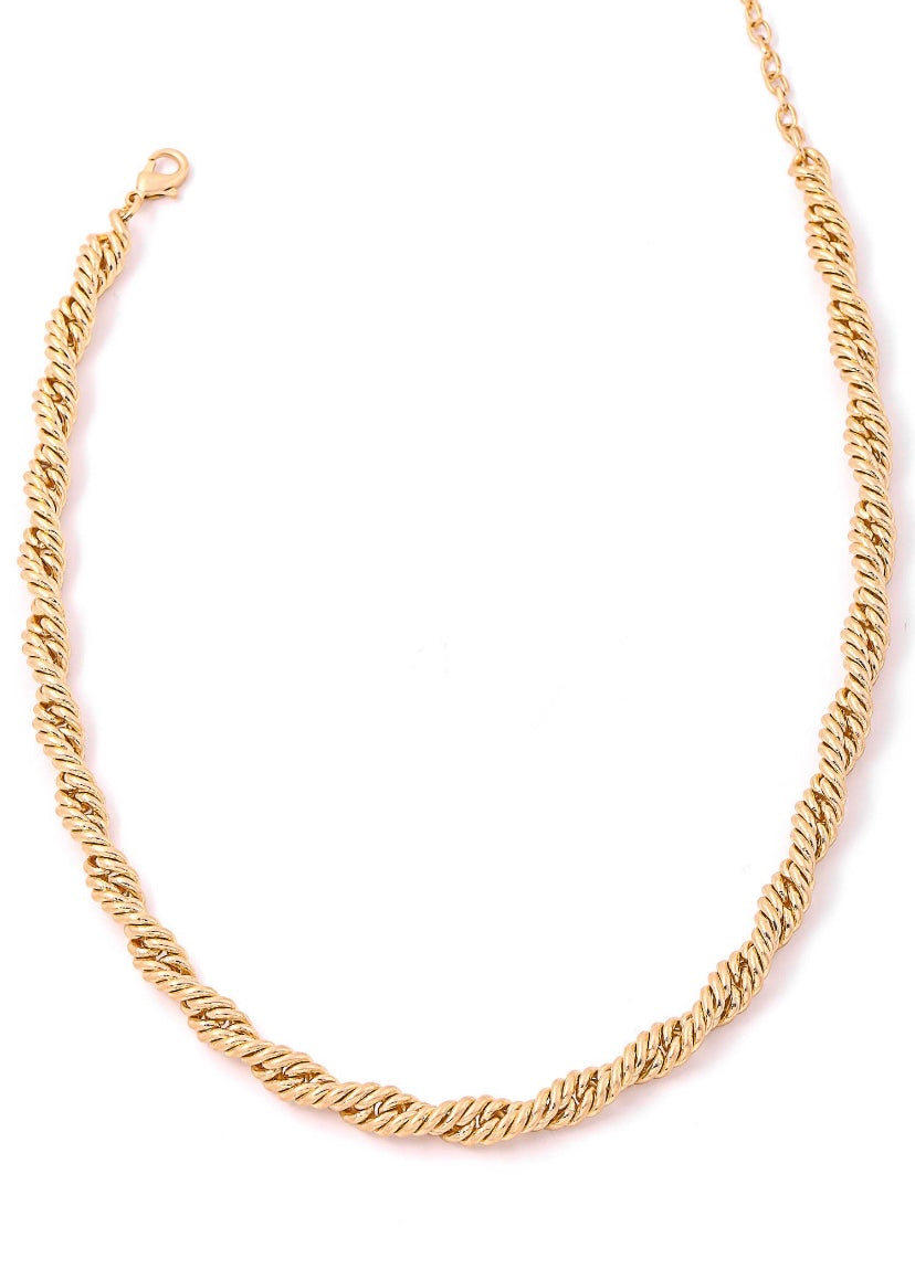 Gold Chunky Twist Chain Necklace