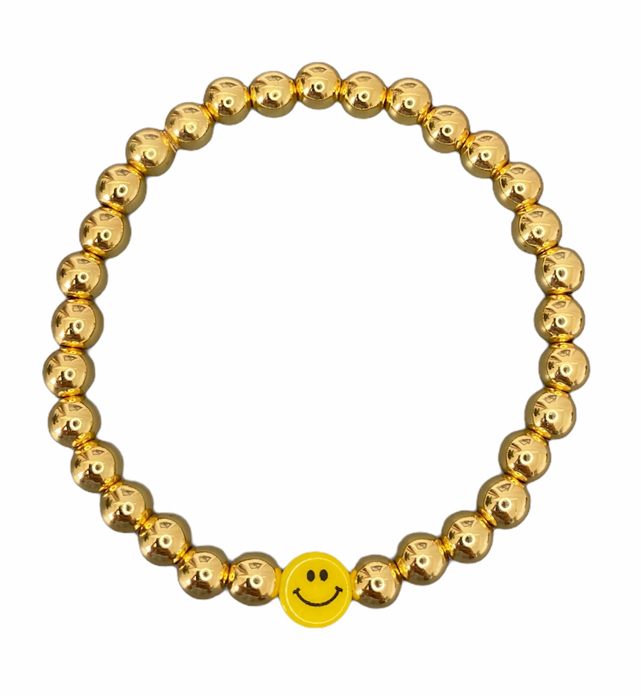 Smiley Face Gold Stretch Bracelet
